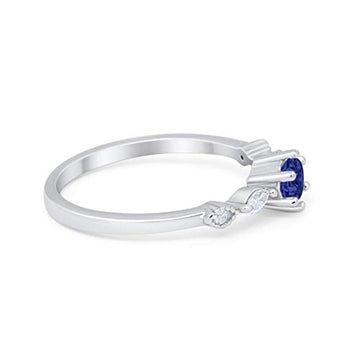 Petite Dainty Engagement Ring Marquise Simulated Blue Sapphire CZ 925 Sterling Silver